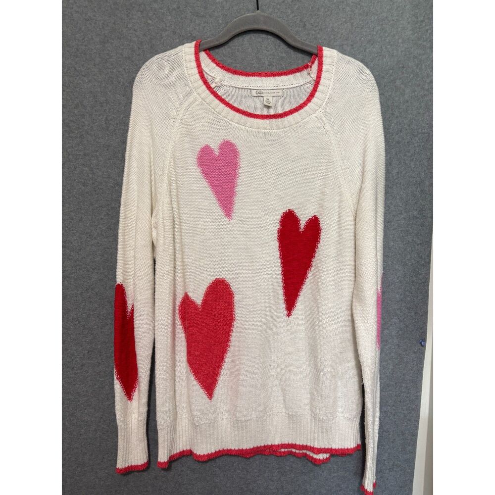 Cato Heart‎ Print Sweater XL Coquette Valentine Soft Girl Cottagecore Knit Artsy